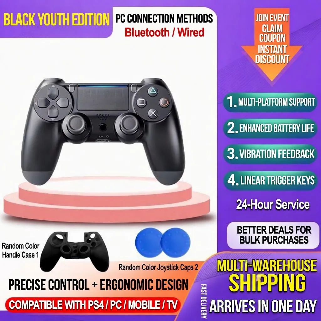 Wireless PS4 Gaming Controller Bluetooth Gamepad Dual Vibration Multi-Platform Game Controller with USB Receiver thumbnail 4