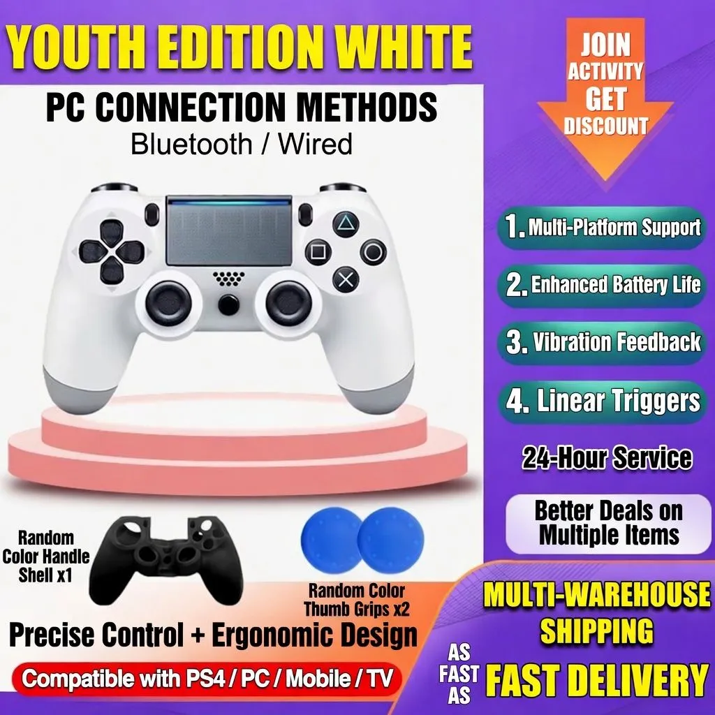 Wireless PS4 Gaming Controller Bluetooth Gamepad Dual Vibration Multi-Platform Game Controller with USB Receiver thumbnail 5