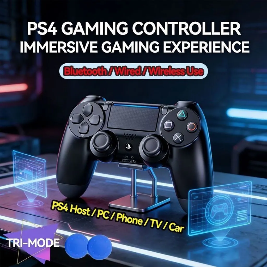 Wireless PS4 Gaming Controller Bluetooth Gamepad Dual Vibration Multi-Platform Game Controller with USB Receiver showcase 1