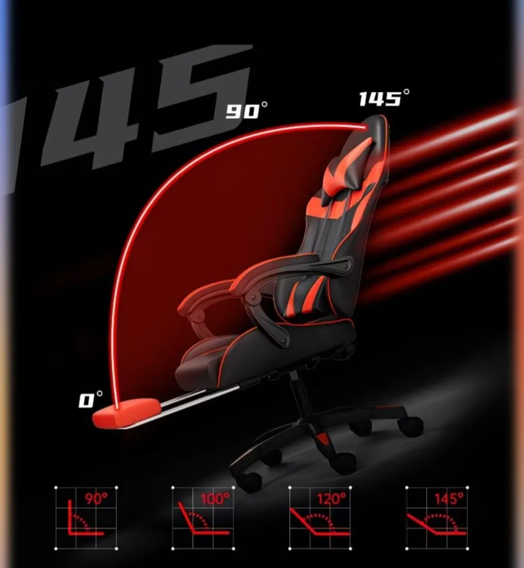 Ergonomic RGB Gaming Chair with Massage Functions Bluetooth Dual Speakers and Retractable Footrest Black thumbnail 2