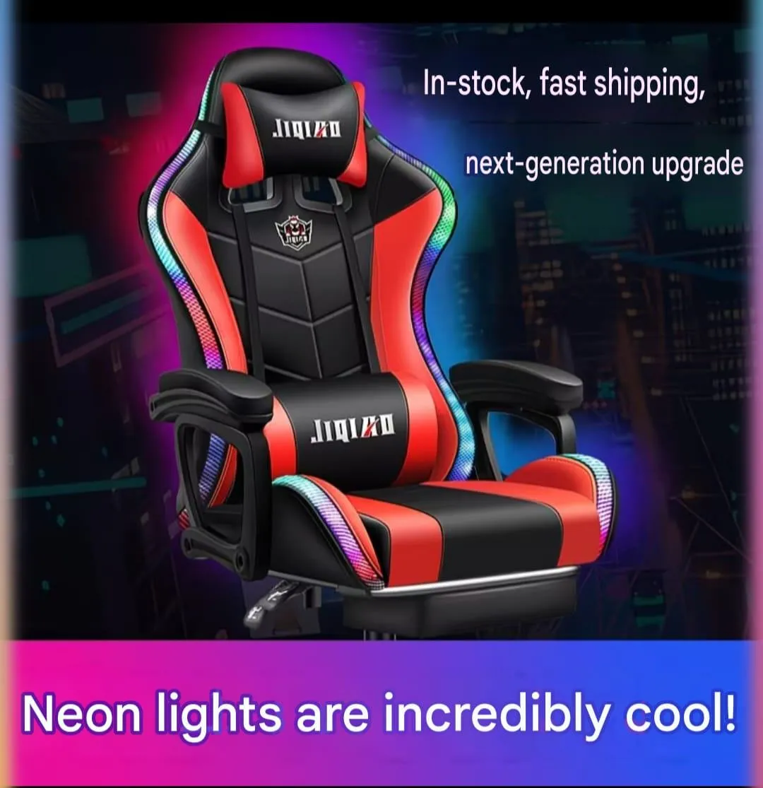 Ergonomic RGB Gaming Chair with Massage Functions Bluetooth Dual Speakers and Retractable Footrest Black showcase 2