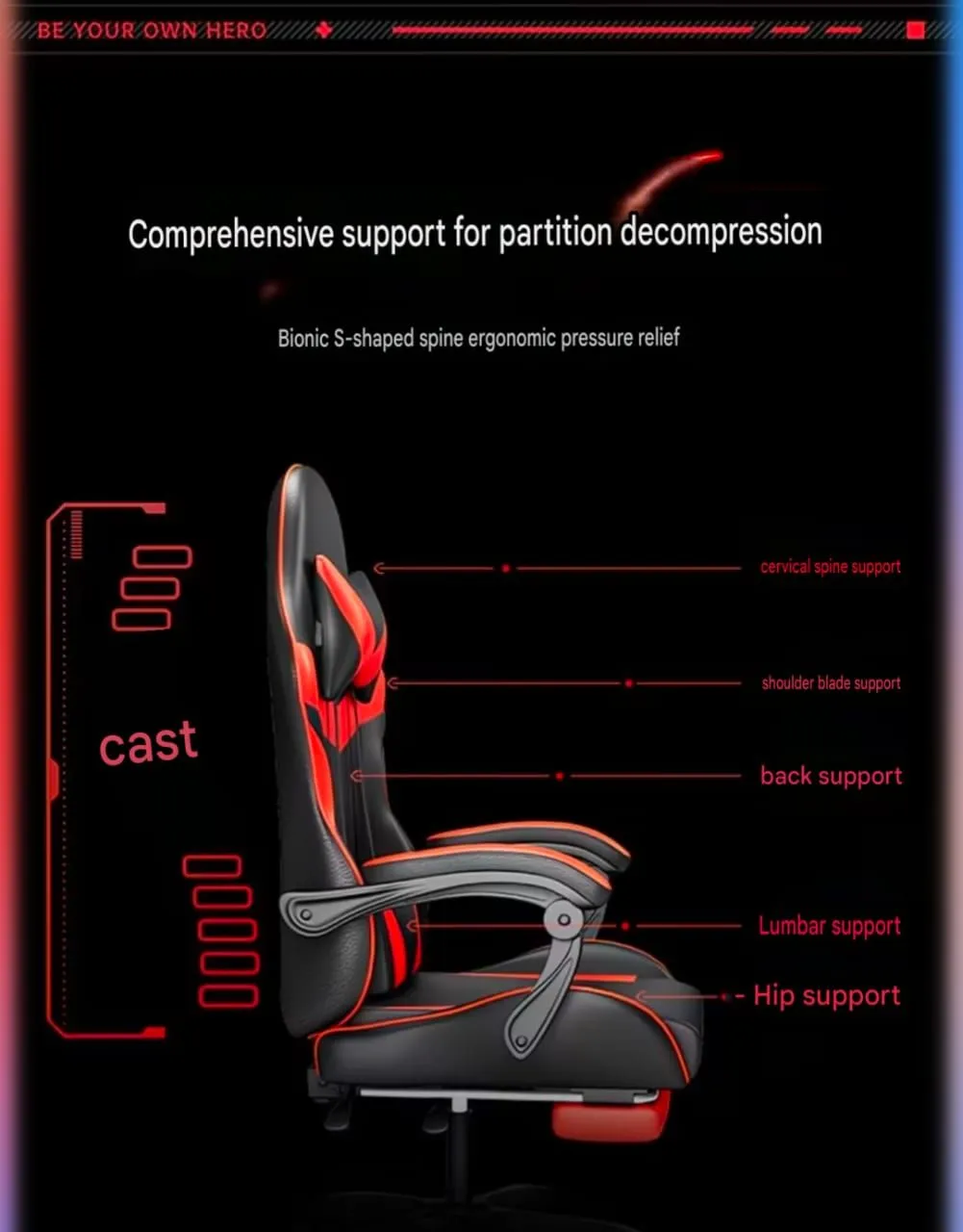Ergonomic RGB Gaming Chair with Massage Functions Bluetooth Dual Speakers and Retractable Footrest Black showcase 4