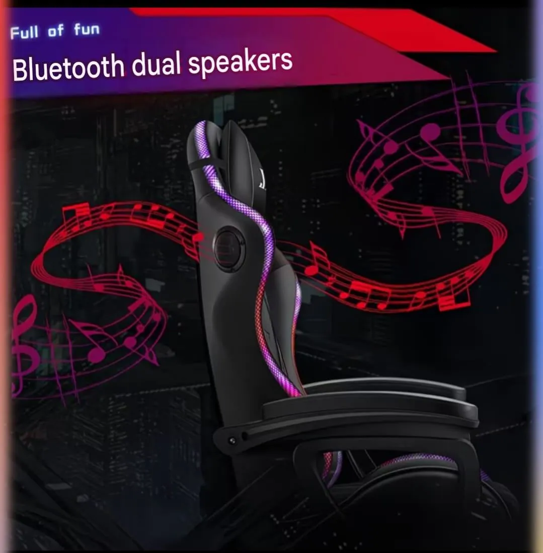 Ergonomic RGB Gaming Chair with Massage Functions Bluetooth Dual Speakers and Retractable Footrest Black showcase 5