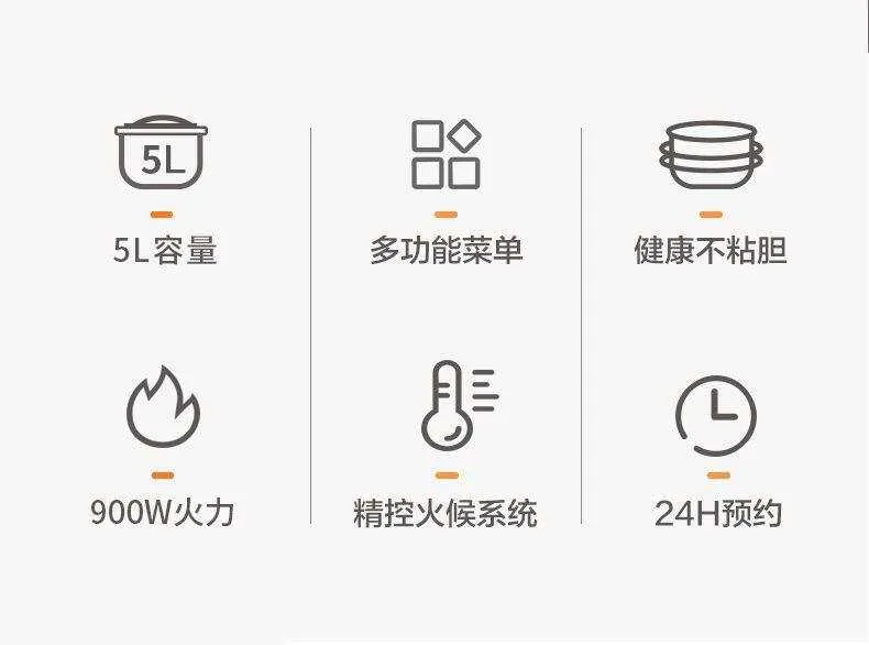 Xianke 5L Smart Rice Cooker Multifunctional Electric Rice Cooker with Timer and Keep Warm Function showcase 3