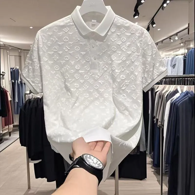 Men's Luxury Jacquard Polo Shirt Short Sleeve Breathable Slim Fit Casual Summer Fashion T-Shirt - Image 2