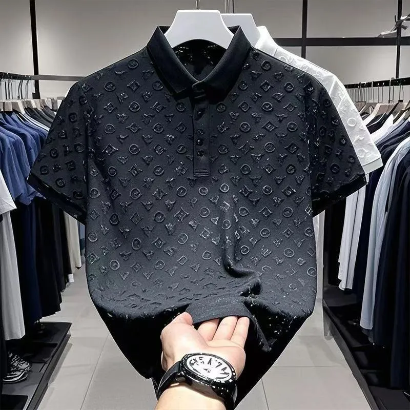 Men's Luxury Jacquard Polo Shirt Short Sleeve Breathable Slim Fit Casual Summer Fashion T-Shirt showcase 2