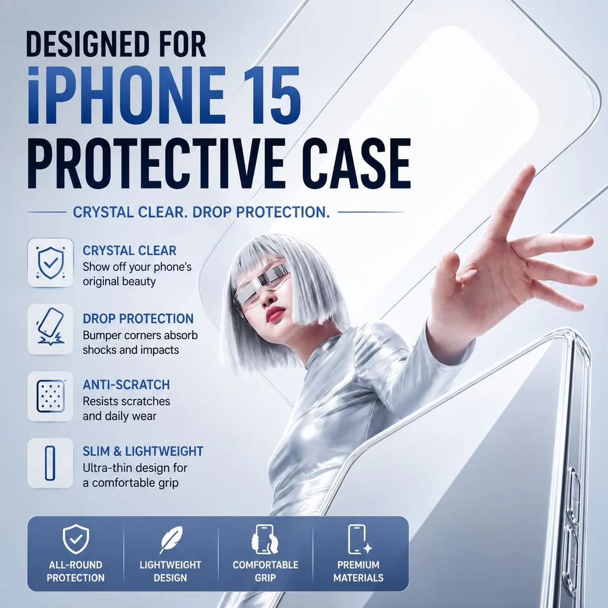 100pcs iPhone 16 Pro Max Clear Phone Case Ultra Thin Shockproof Transparent Soft TPU Cover for iPhone 15 & 14 Series showcase 4