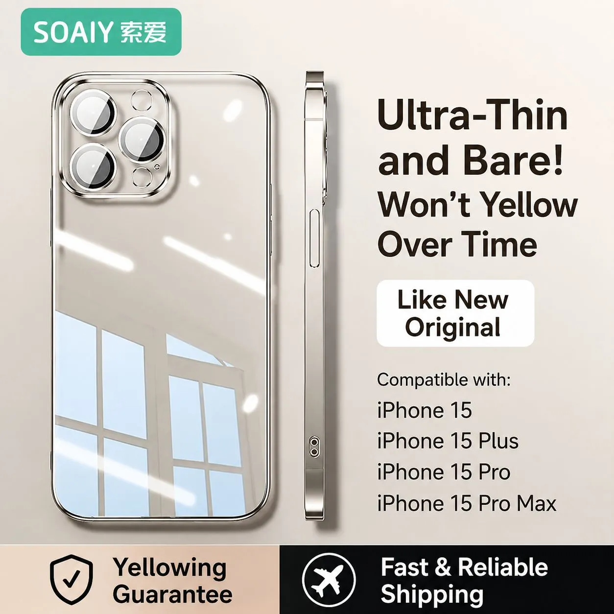 100pcs Crystal Clear Magnetic Phone Case for iPhone 16/15/14/13/12/11 – Slim Transparent Shockproof Cover with Precise Buttons & Cool-Touch Grip - Image 1