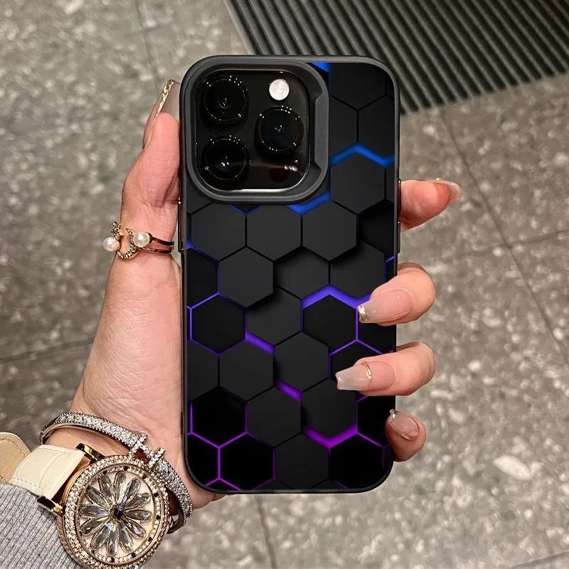 Honeycomb Transparent Black Case for iPhone 16 Pro Max & Older — Premium Shockproof Hard Shell - Image 1