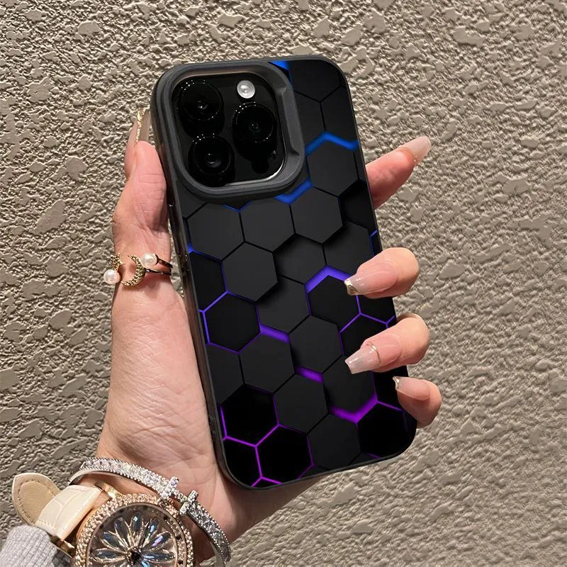 Honeycomb Transparent Black Case for iPhone 16 Pro Max & Older — Premium Shockproof Hard Shell showcase 1