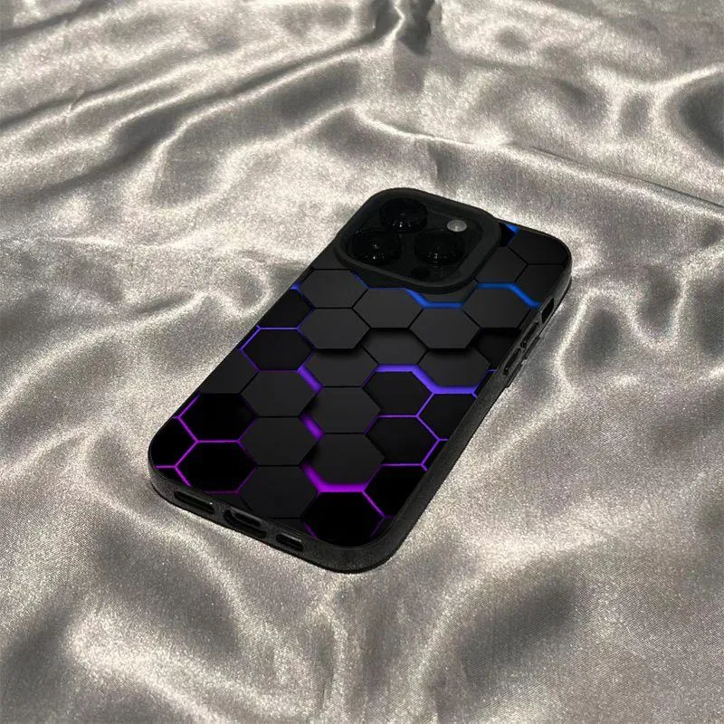 Honeycomb Transparent Black Case for iPhone 16 Pro Max & Older — Premium Shockproof Hard Shell showcase 2