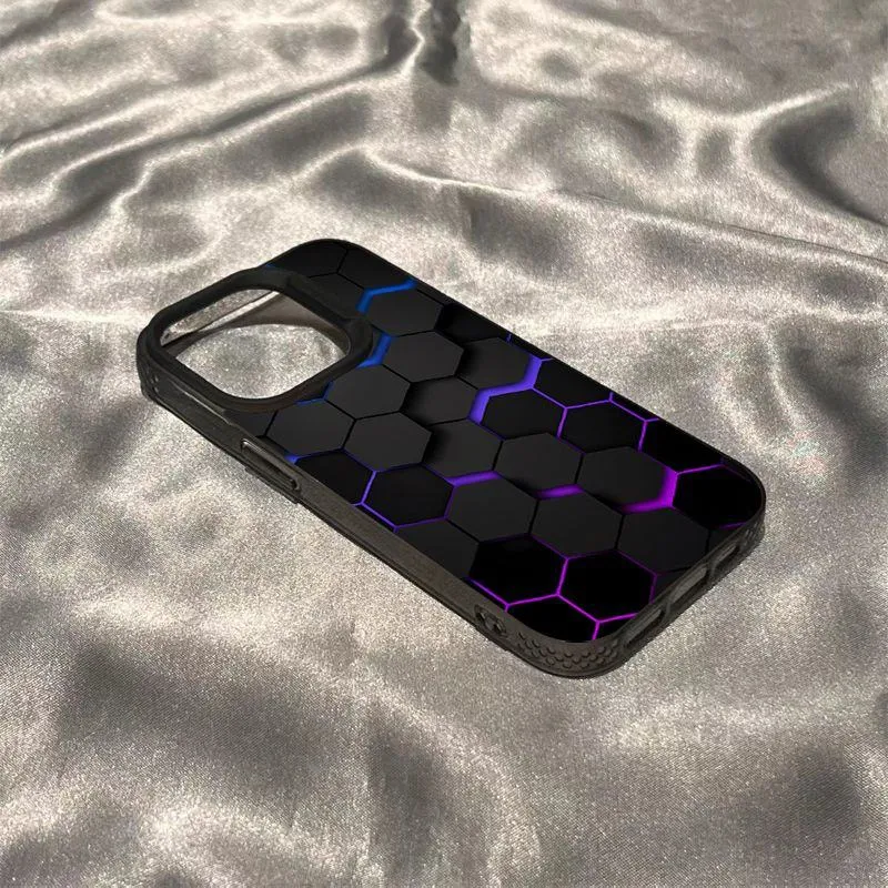 Honeycomb Transparent Black Case for iPhone 16 Pro Max & Older — Premium Shockproof Hard Shell showcase 3