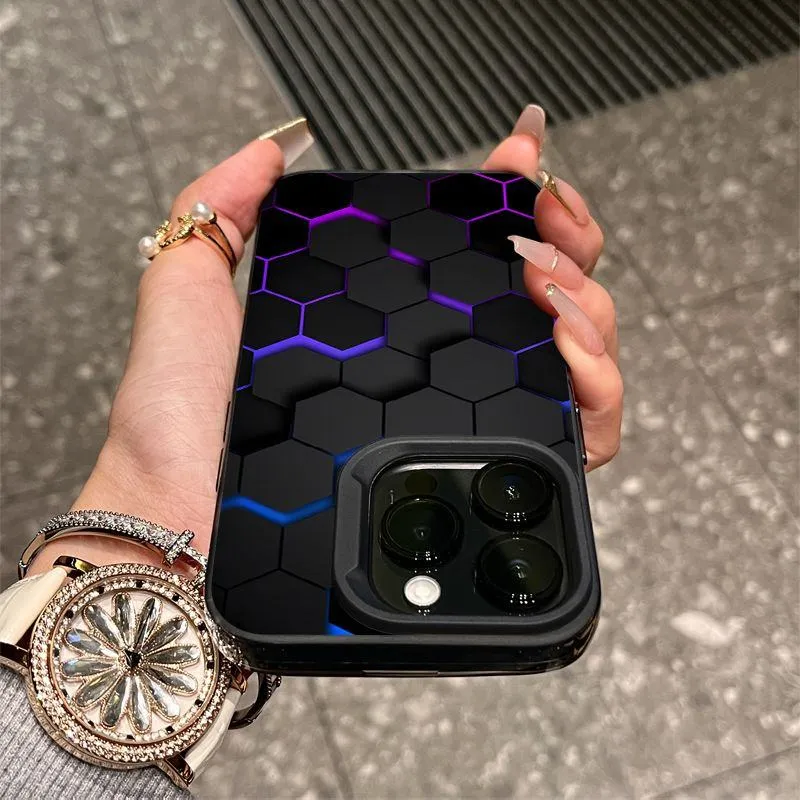 Honeycomb Transparent Black Case for iPhone 16 Pro Max & Older — Premium Shockproof Hard Shell showcase 4