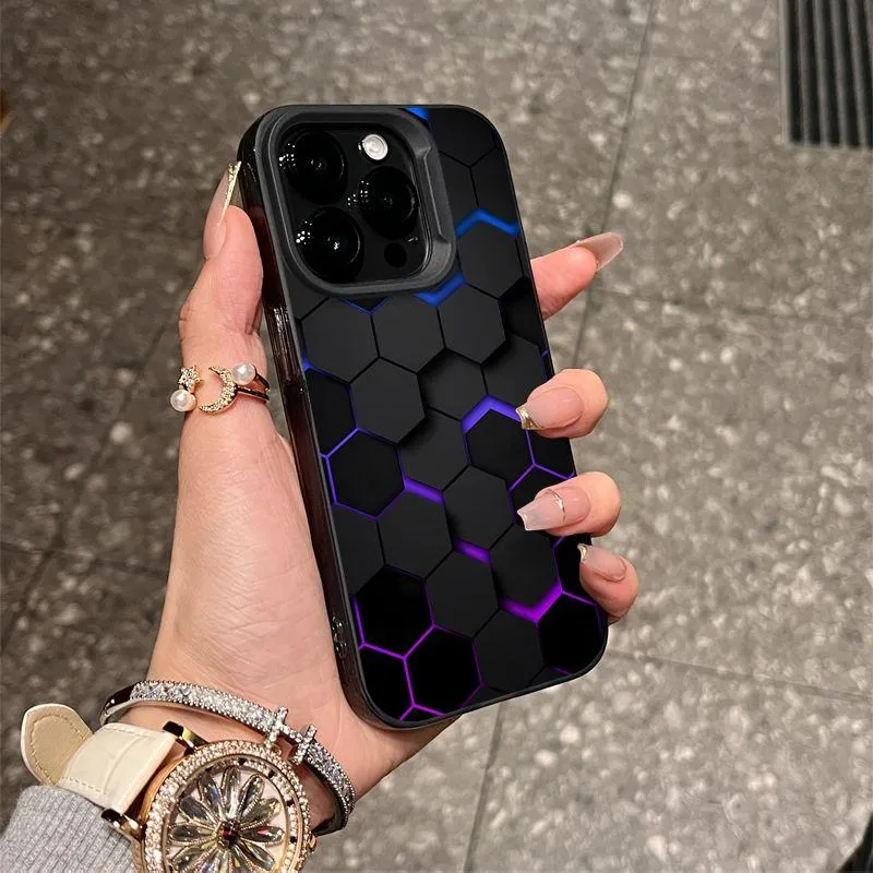Honeycomb Transparent Black Case for iPhone 16 Pro Max & Older — Premium Shockproof Hard Shell showcase 6