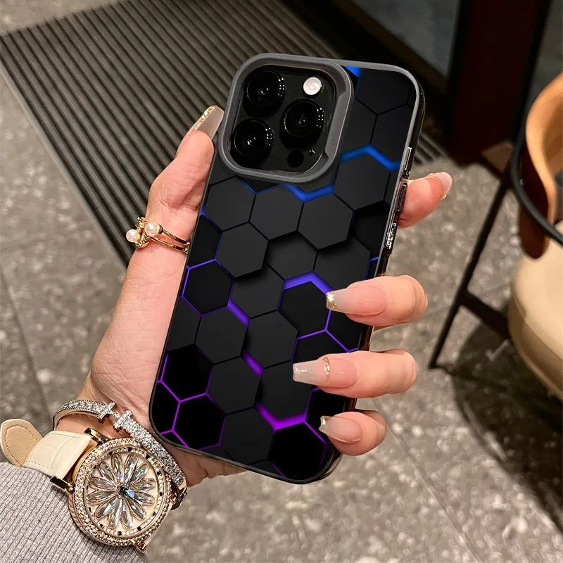 Honeycomb Transparent Black Case for iPhone 16 Pro Max & Older — Premium Shockproof Hard Shell showcase 7