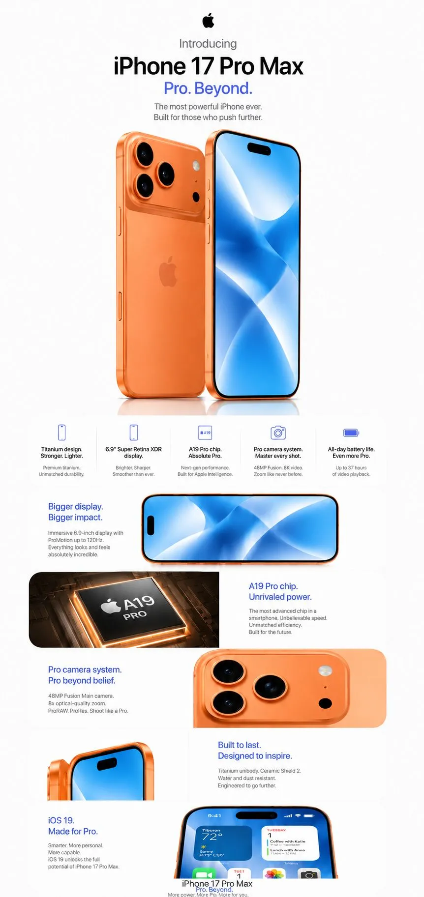Apple iPhone 17 Pro Max 5G (eSIM) — 6.9" Super Retina XDR ProMotion OLED, A19 Pro Chip, Triple 48MP Fusion Cameras, 8× Telephoto showcase 1