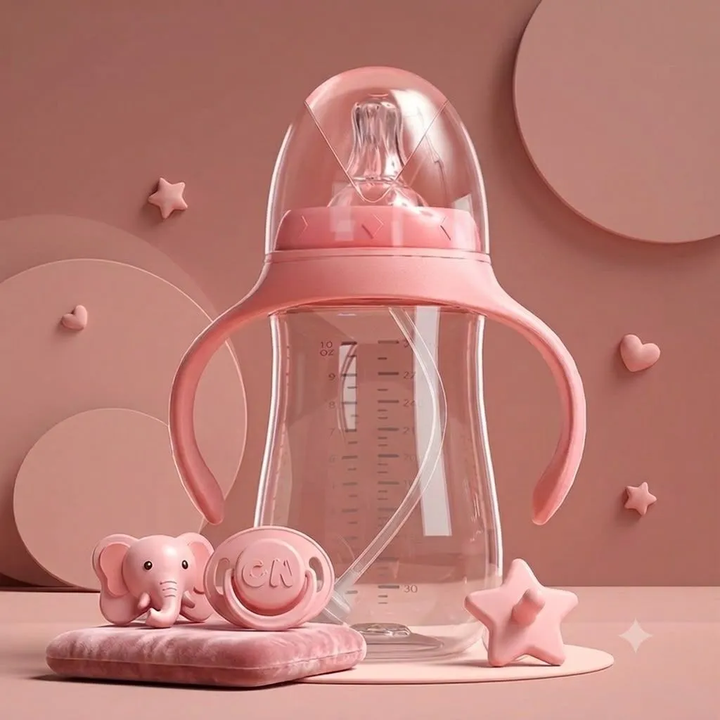 Wide Neck Baby Bottle with Straw & Gravity Ball – Anti-Colic, Shatterproof Dual-Use Sippy Cup for Newborns, Infants & Toddlers - Image 4
