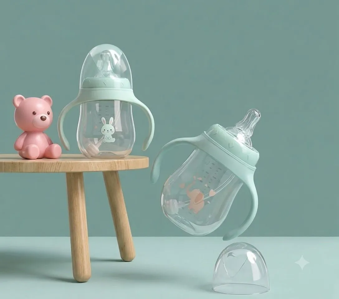Wide Neck Baby Bottle with Straw & Gravity Ball – Anti-Colic, Shatterproof Dual-Use Sippy Cup for Newborns, Infants & Toddlers showcase 2