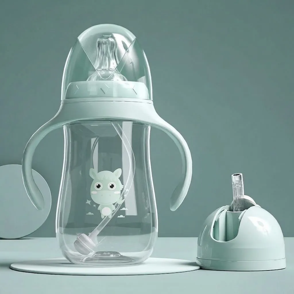 Wide Neck Baby Bottle with Straw & Gravity Ball – Anti-Colic, Shatterproof Dual-Use Sippy Cup for Newborns, Infants & Toddlers showcase 8