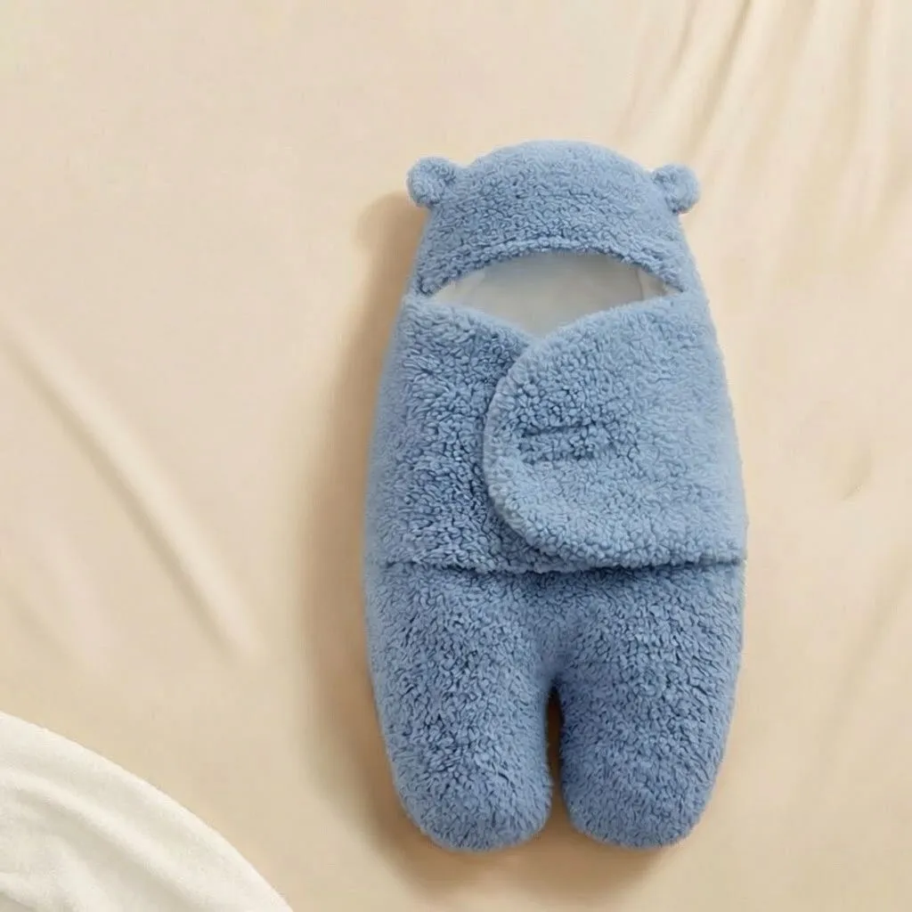 Thickened Lamb Fleece Newborn Swaddle Blanket – Autumn & Winter Baby Wrap Sleep Sack, Anti-Startle, Warm & Portable - Image 2