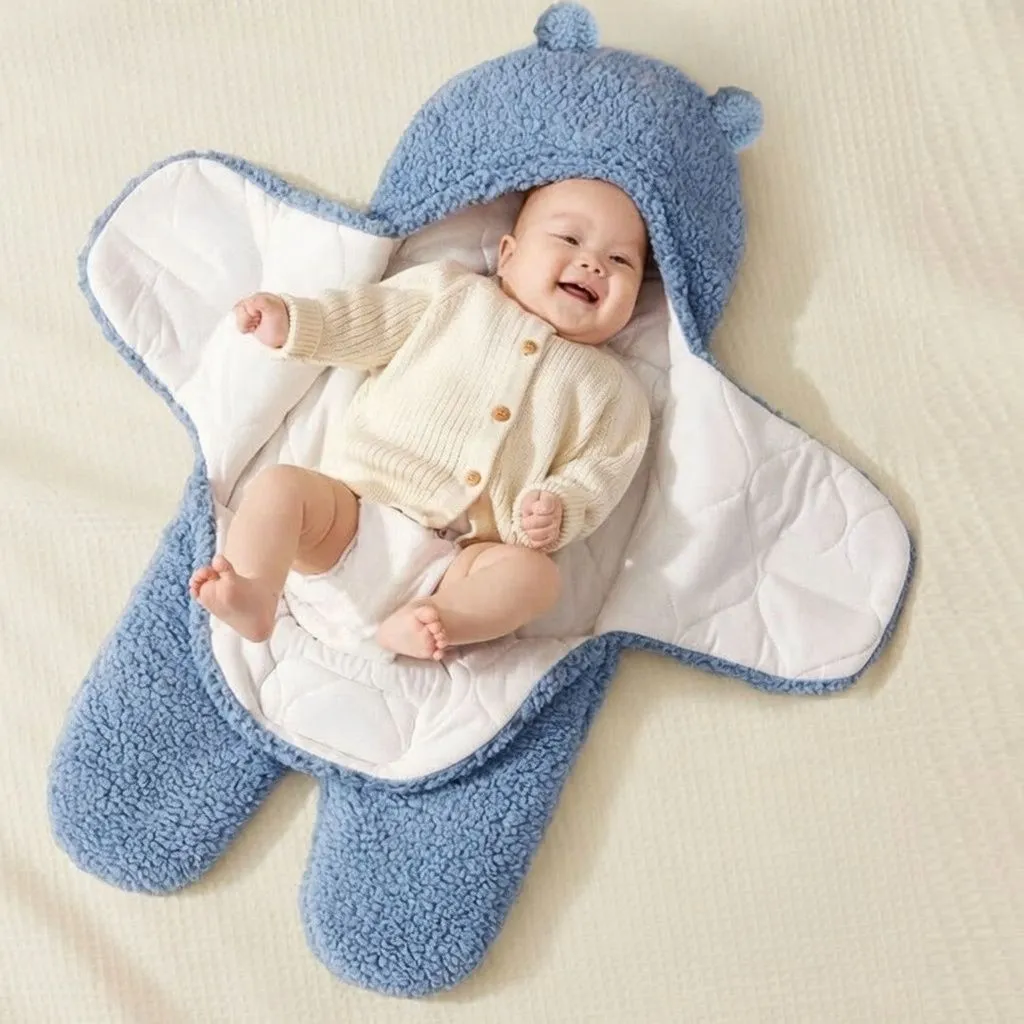 Thickened Lamb Fleece Newborn Swaddle Blanket – Autumn & Winter Baby Wrap Sleep Sack, Anti-Startle, Warm & Portable showcase 4