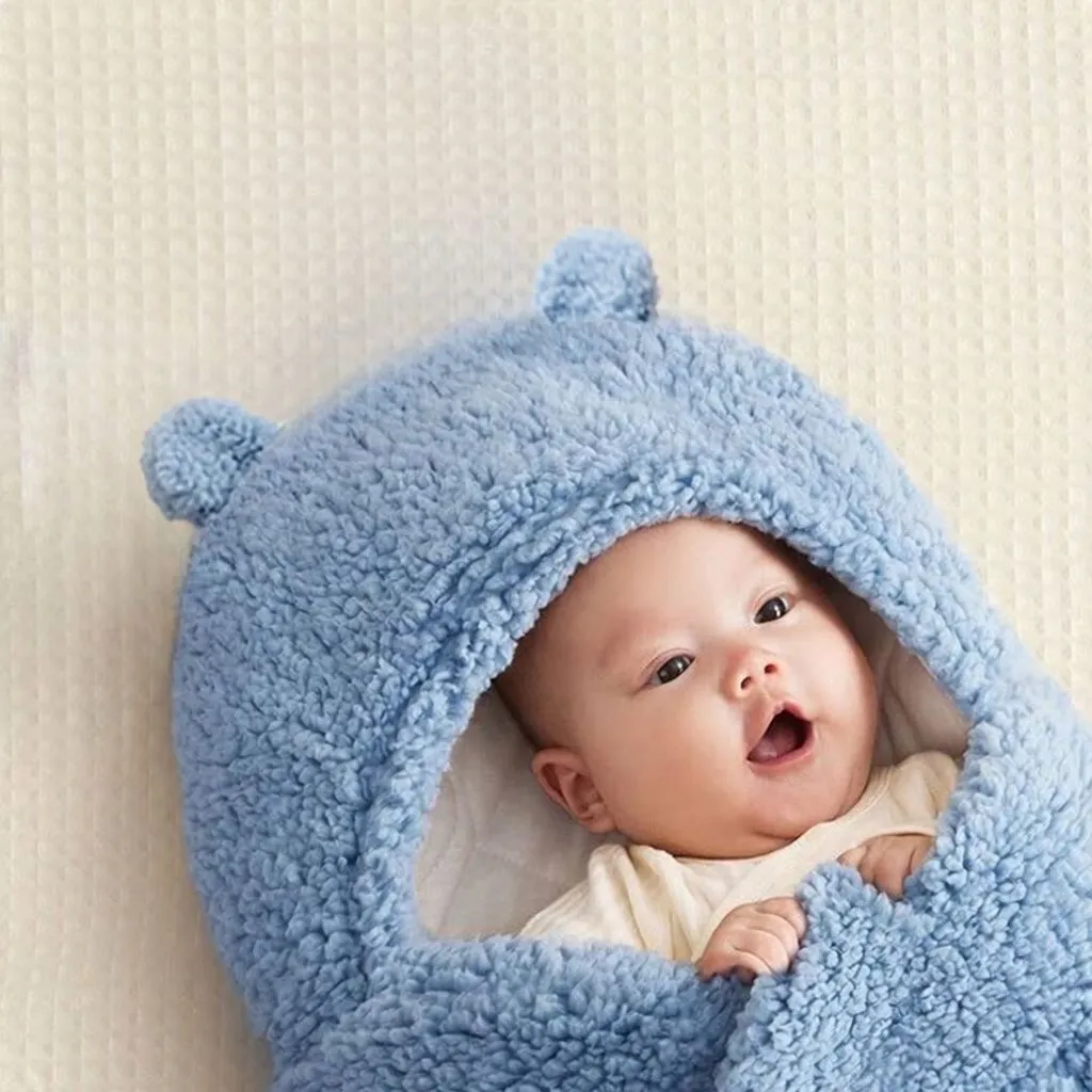 Thickened Lamb Fleece Newborn Swaddle Blanket – Autumn & Winter Baby Wrap Sleep Sack, Anti-Startle, Warm & Portable showcase 6
