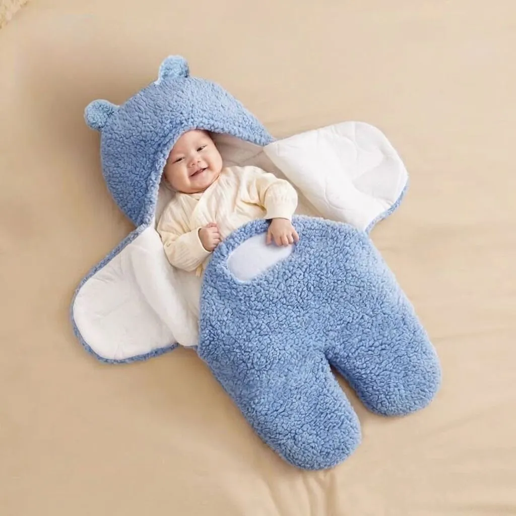 Thickened Lamb Fleece Newborn Swaddle Blanket – Autumn & Winter Baby Wrap Sleep Sack, Anti-Startle, Warm & Portable showcase 8