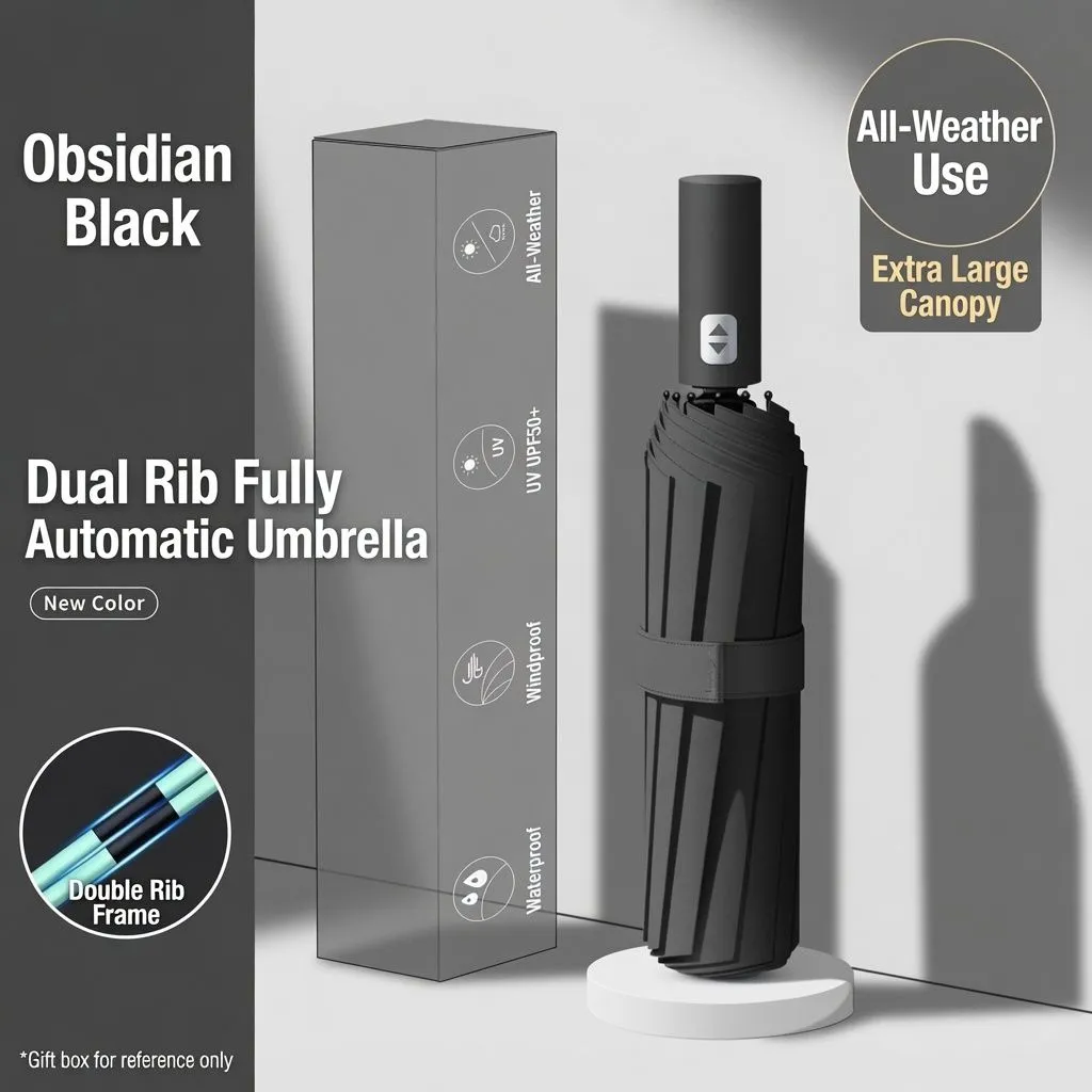 Fully Automatic Folding Umbrella – All-Weather UV Protection Sun & Rain Umbrella with Reinforced Double Rib Frame showcase 8