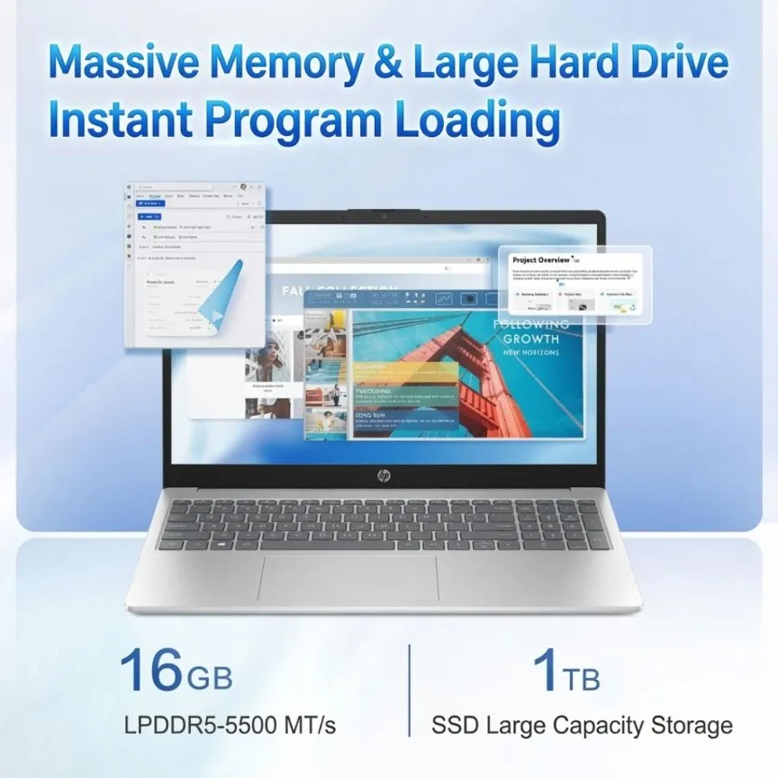 HP Star Book 15.6" Laptop - AMD Ryzen 5-7520U | 16GB RAM | 1TB NVMe SSD - Ultra-Thin & Lightweight Business & Student Productivity Notebook - Image 3