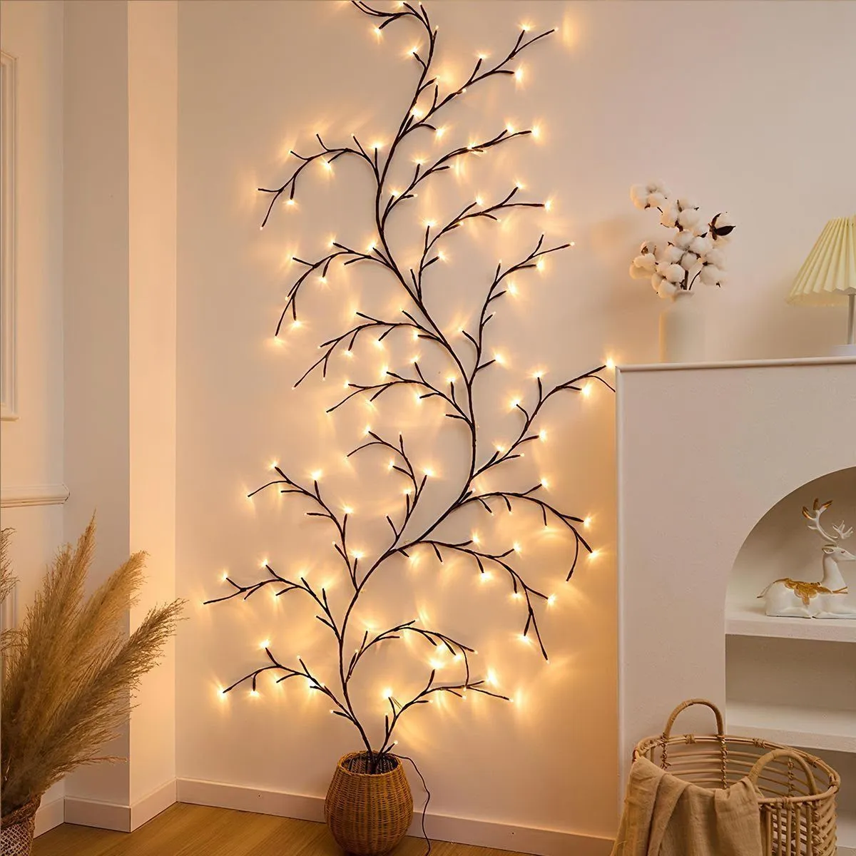 LED Branch Vine Wall Light – Plug-in Decorative Fairy Lights for Living Room & Bedside Ambiance - Image 1