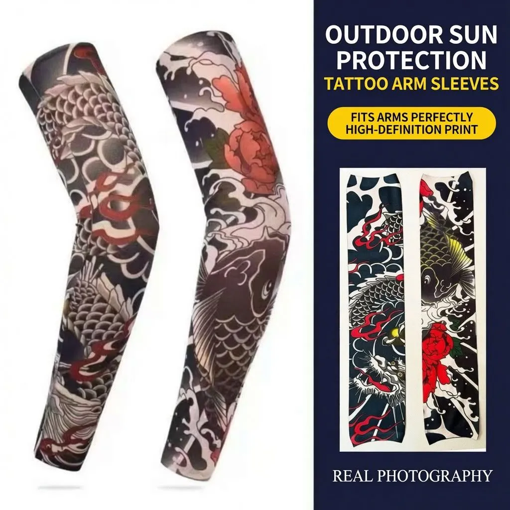Cool Ice Silk Tattoo Arm Sleeves - Sun Protection Driving Arm Guards, Unisex Summer UV Shield - Image 4