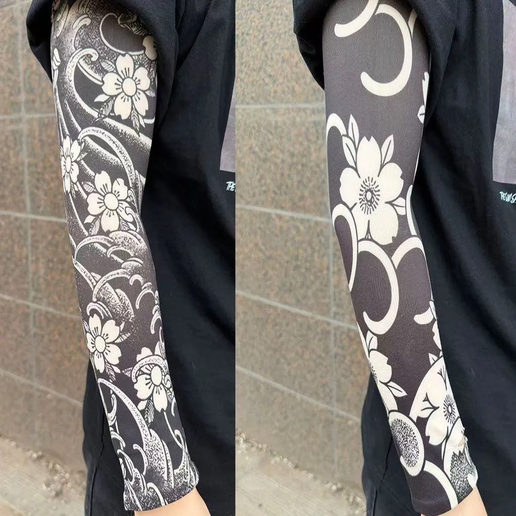 Cool Ice Silk Tattoo Arm Sleeves - Sun Protection Driving Arm Guards, Unisex Summer UV Shield showcase 6
