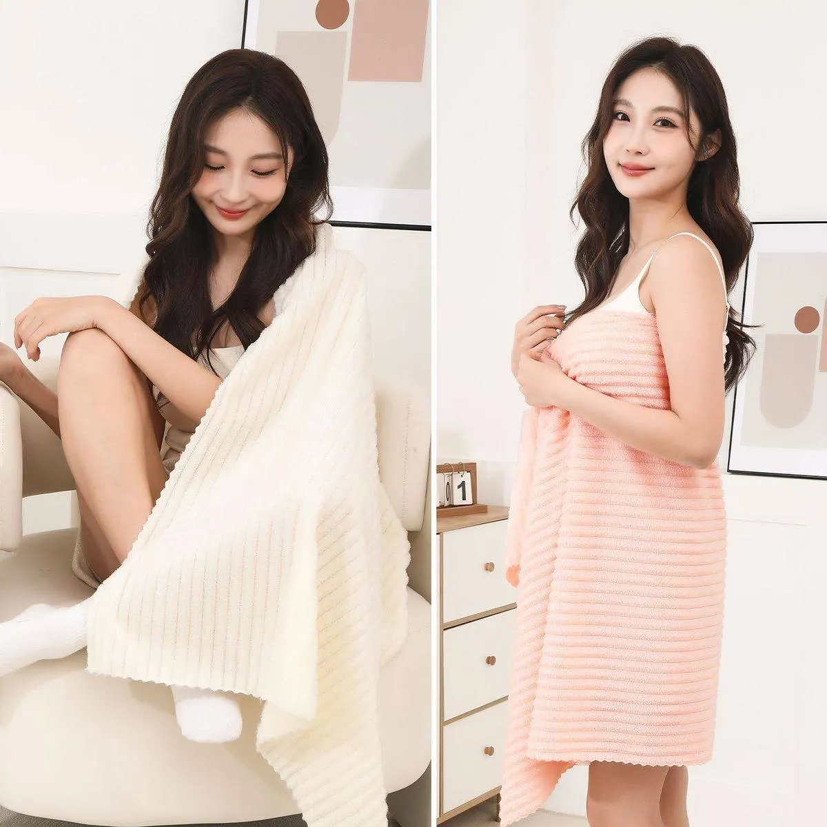 2 Piece Set New Antibacterial Coral Fleece Bath Towel, Ultra-Absorbent Quick-Dry Premium Towel for Adults at Home showcase 3