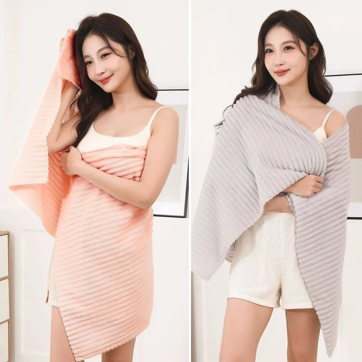 2 Piece Set New Antibacterial Coral Fleece Bath Towel, Ultra-Absorbent Quick-Dry Premium Towel for Adults at Home showcase 6