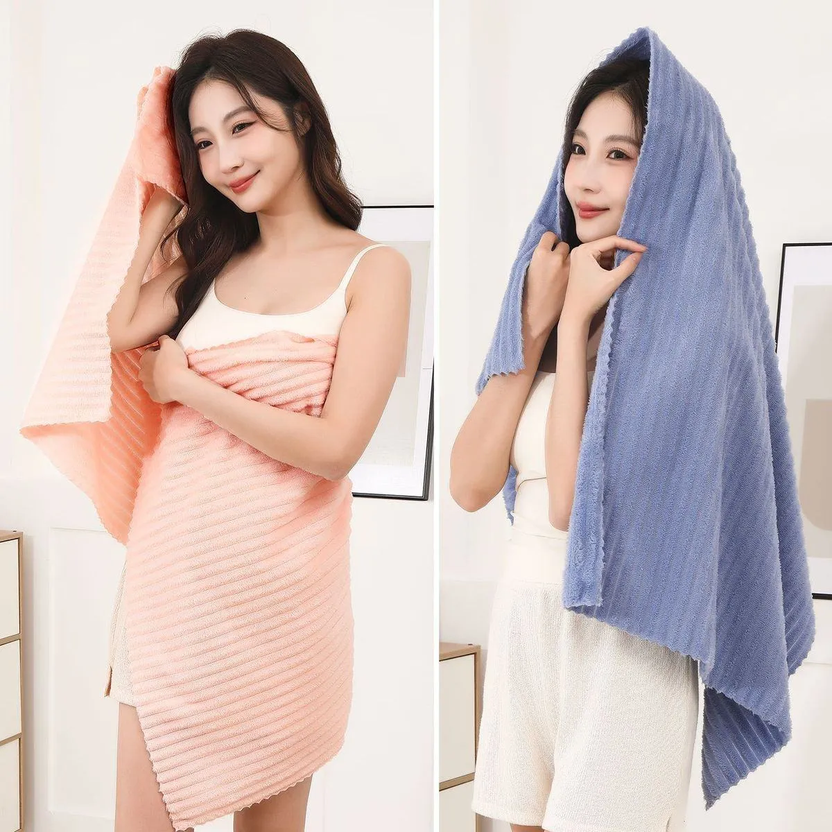2 Piece Set New Antibacterial Coral Fleece Bath Towel, Ultra-Absorbent Quick-Dry Premium Towel for Adults at Home showcase 7