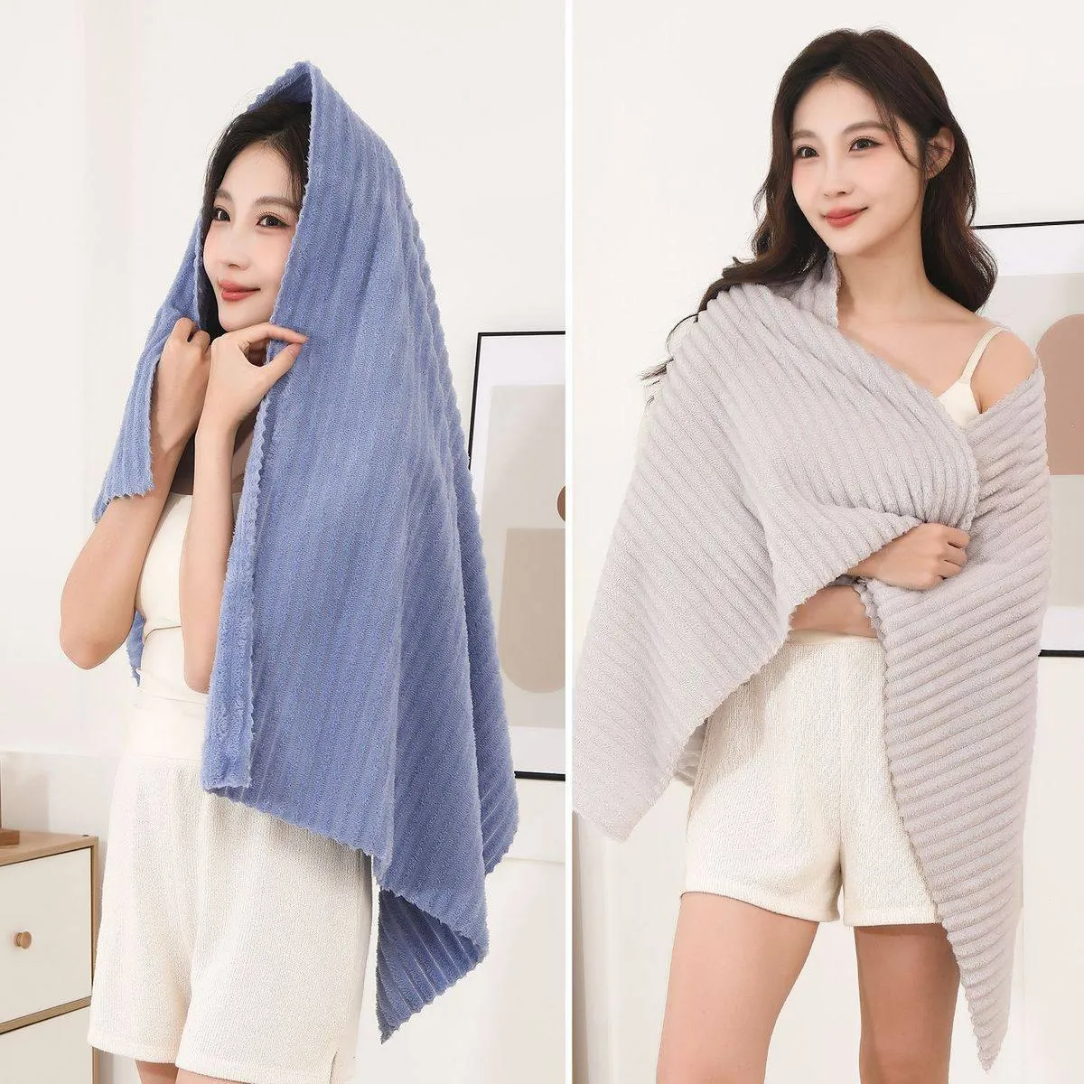 2 Piece Set New Antibacterial Coral Fleece Bath Towel, Ultra-Absorbent Quick-Dry Premium Towel for Adults at Home showcase 8