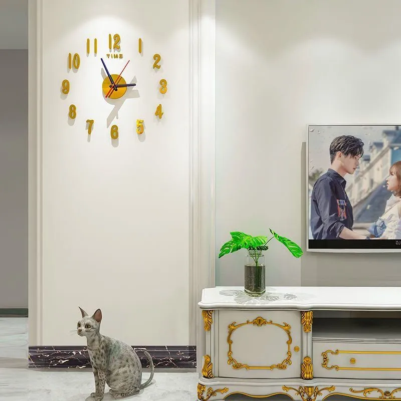 Luminous No-Drill Wall Clock - Modern Minimalist Creative Hanging Clock for Living Room showcase 3