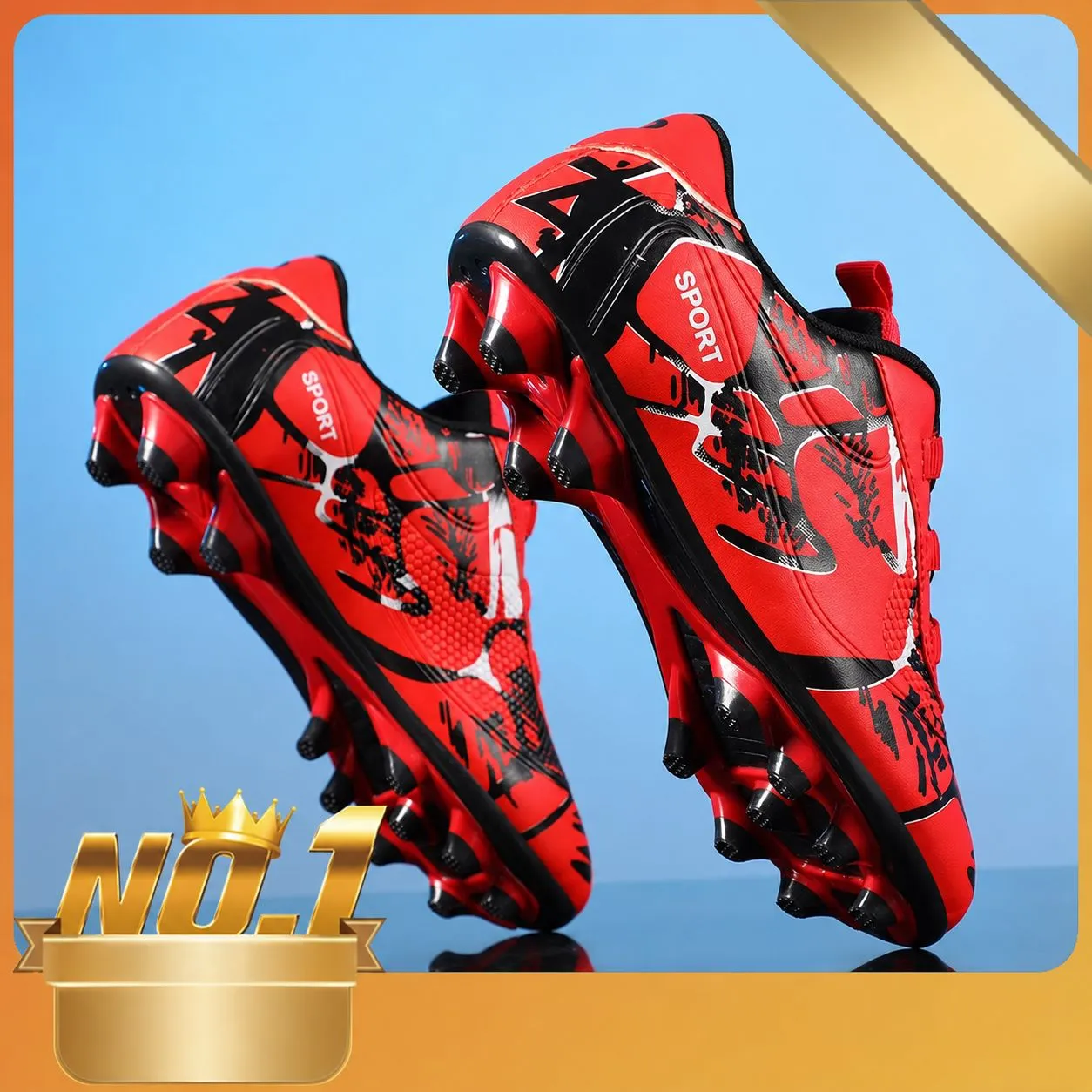 Professional Kids Soccer Cleats for Boys - TF Turf Studs Youth Training Football Boots thumbnail 1
