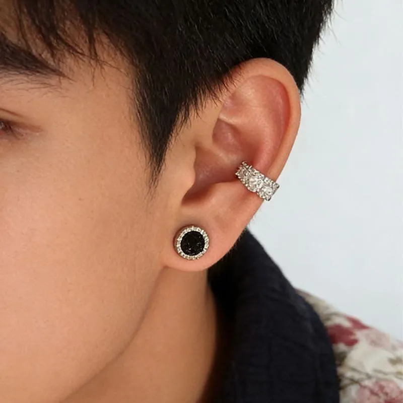 Sparkling Crystal Cluster Magnetic Ear Clips for Men - No Piercing Required, Trendy Light Luxury Ear Jewelry showcase 7