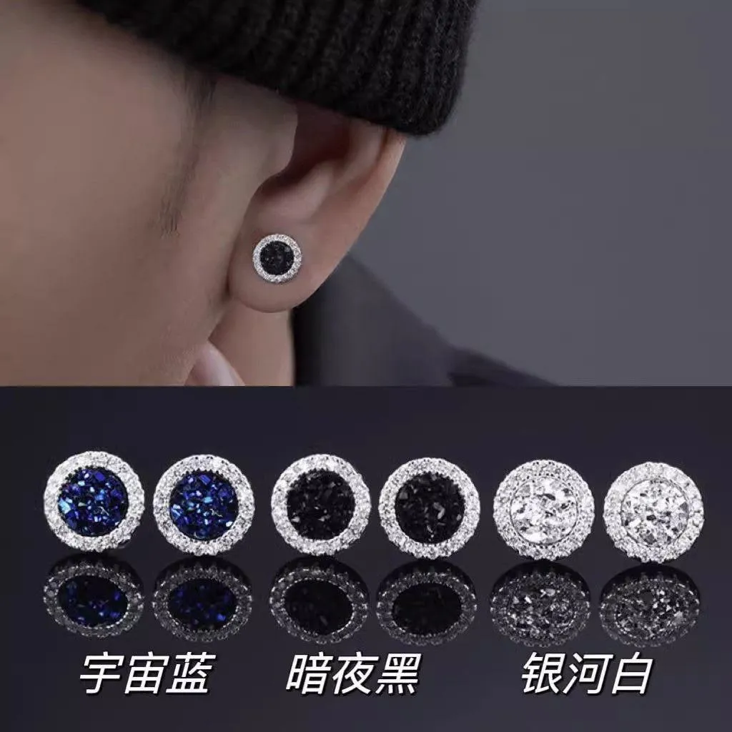 Sparkling Crystal Cluster Magnetic Ear Clips for Men - No Piercing Required, Trendy Light Luxury Ear Jewelry showcase 8