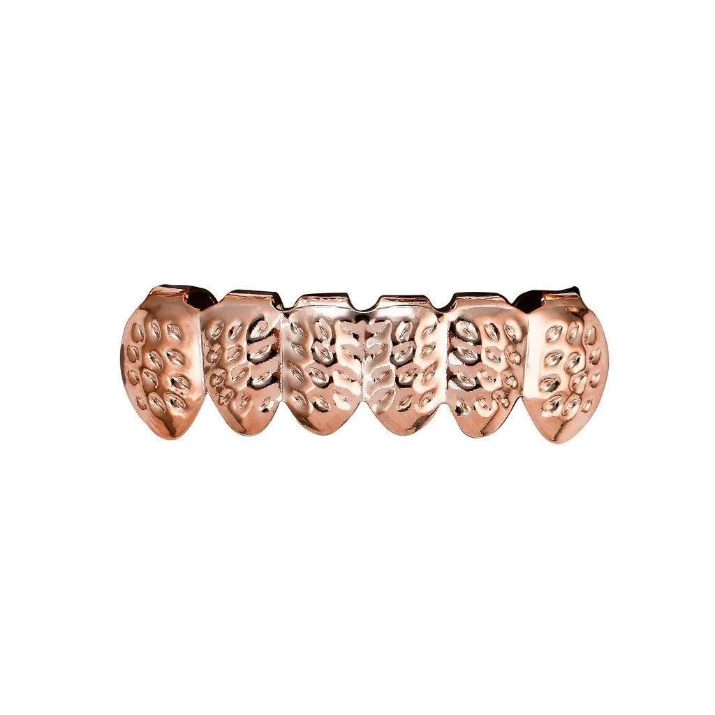 Gold-Plated Hip-Hop Teeth Grillz for Men - Carved Pattern Rap Style Dental Grill Jewelry showcase 1