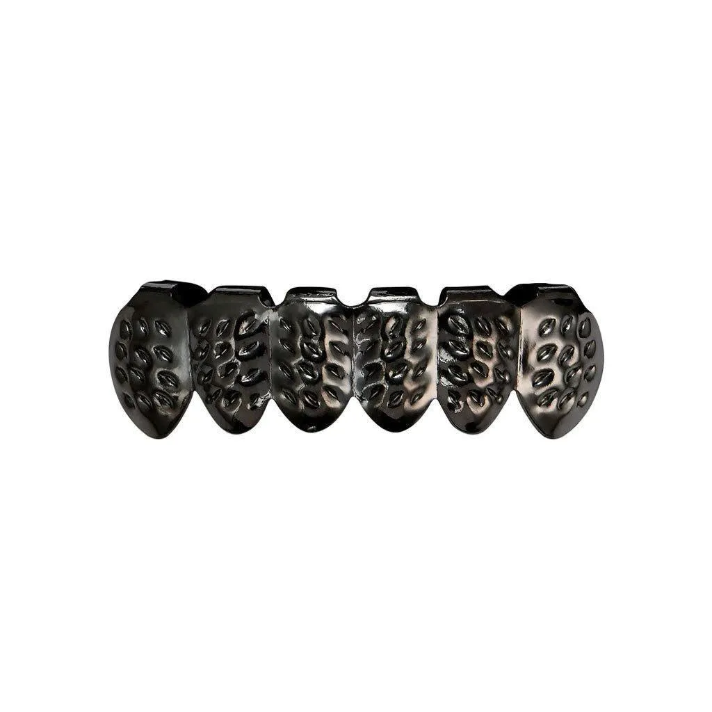 Gold-Plated Hip-Hop Teeth Grillz for Men - Carved Pattern Rap Style Dental Grill Jewelry showcase 2