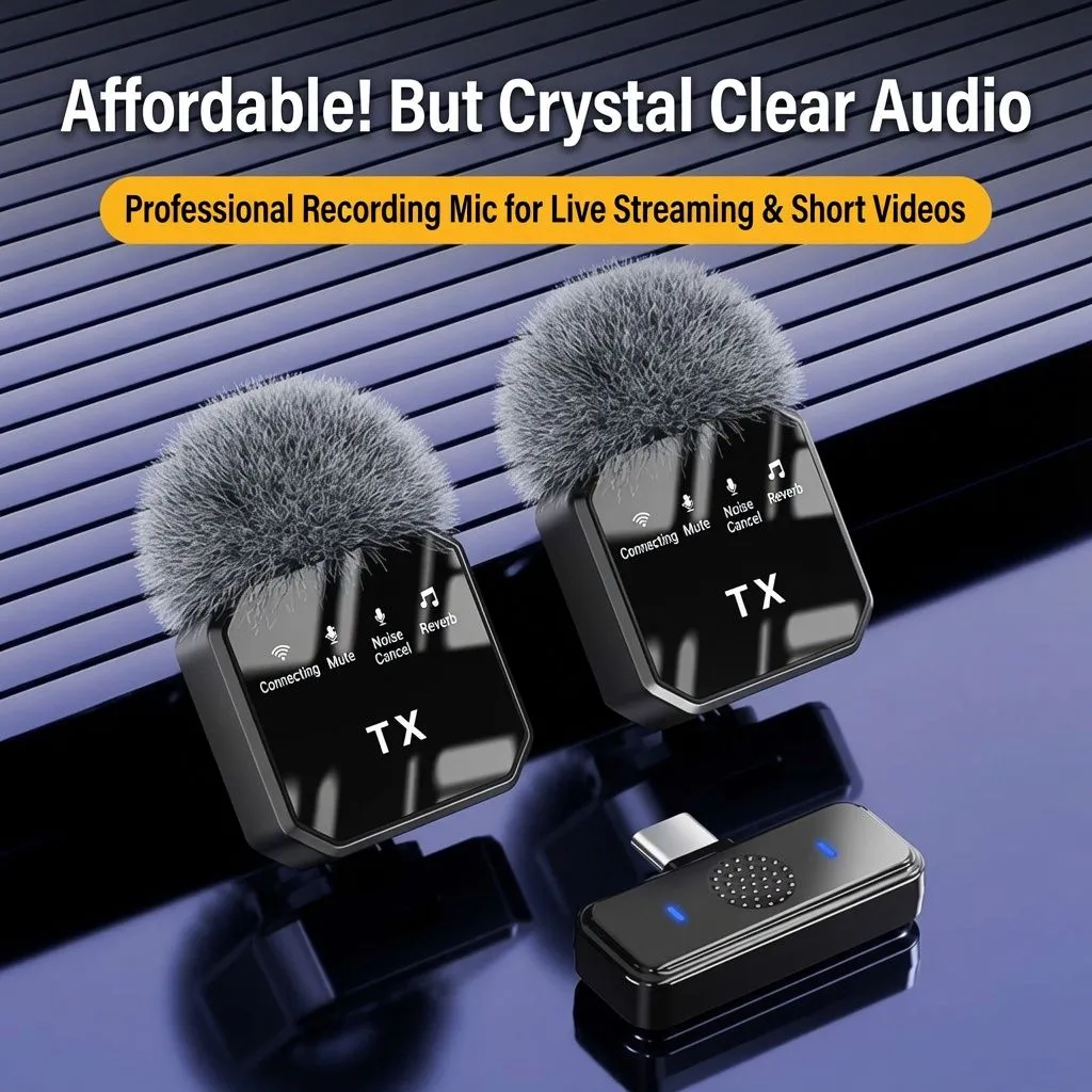 Wireless Lavalier Microphone for Live Streaming & Short Videos – Noise Cancelling Ultra-Clear Sound Pickup for Outdoor Use showcase 2