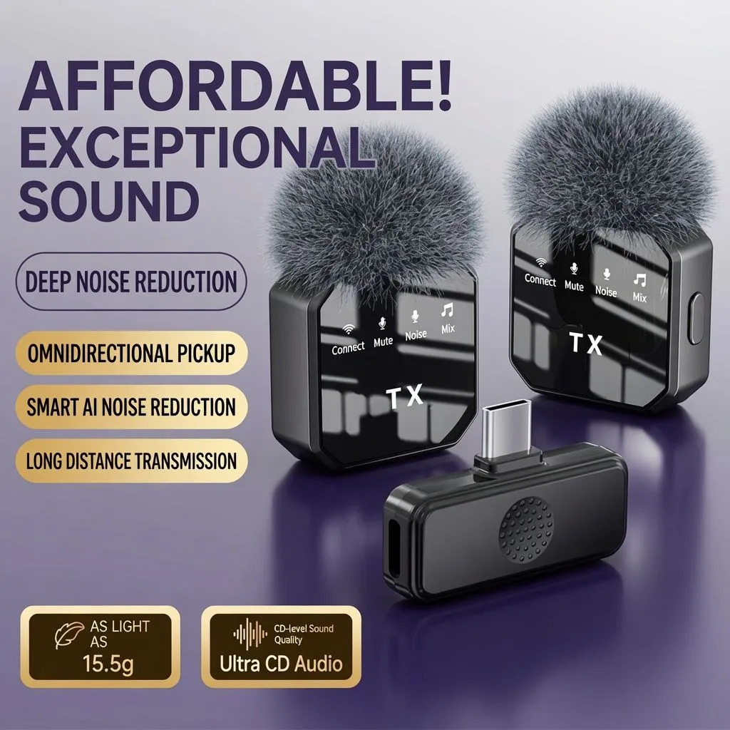 Wireless Lavalier Microphone for Live Streaming & Short Videos – Noise Cancelling Ultra-Clear Sound Pickup for Outdoor Use showcase 3