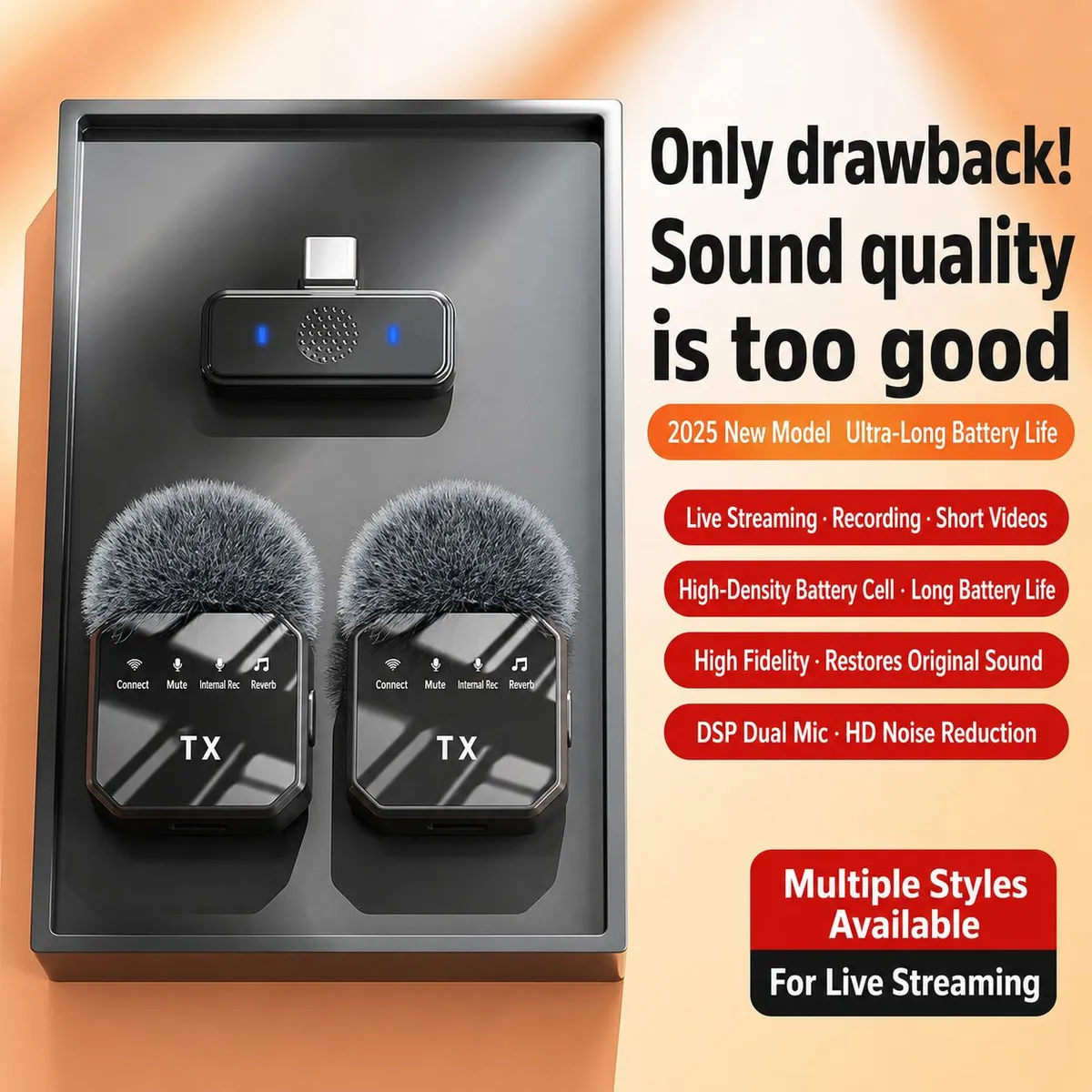 Wireless Lavalier Microphone for Live Streaming & Short Videos – Noise Cancelling Ultra-Clear Sound Pickup for Outdoor Use showcase 4