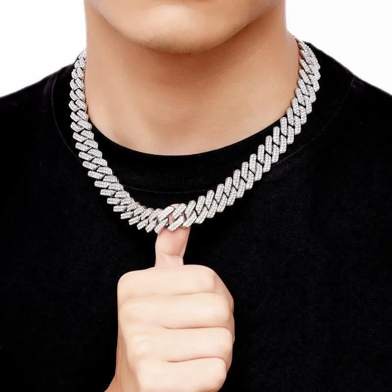 Men’s Hip-Hop Iced Out Cuban Link Necklace – Diamond-Paved Street Style Rap Chain showcase 3