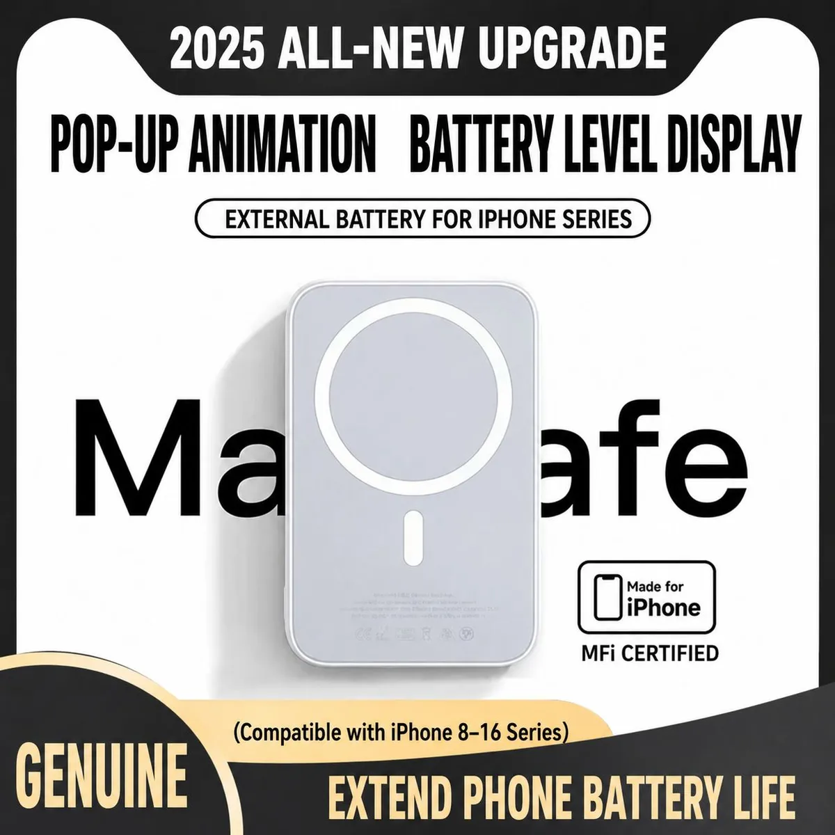20000mAh Magnetic Wireless Power Bank – Ultra-Slim Portable Battery Compatible with iPhone 17 Series showcase 4