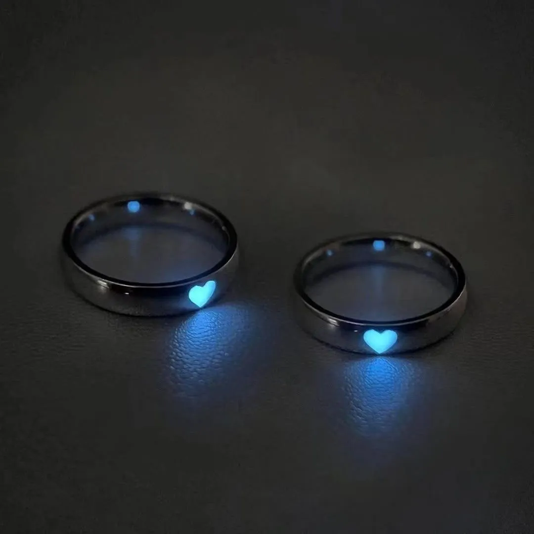 Couple Matching Adjustable Heart Glow-in-the-Dark Rings – Japanese/Korean Niche Creative Design - Image 4