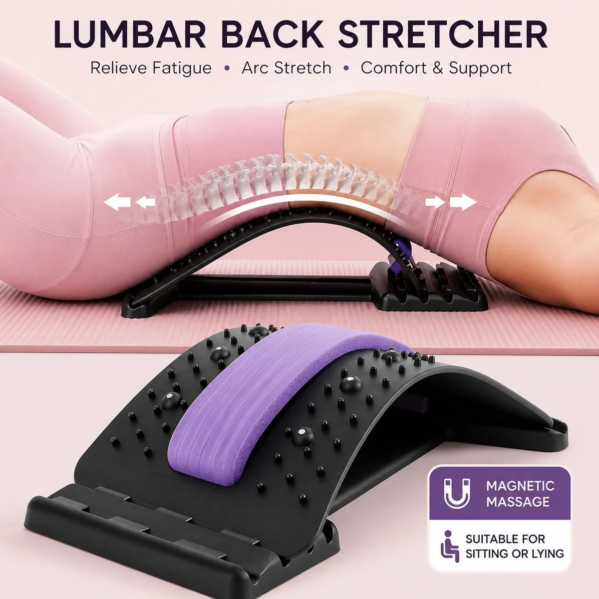 Adjustable Lumbar Support Board – Spine Corrector & Lower Back Stretching Massage Plate showcase 4