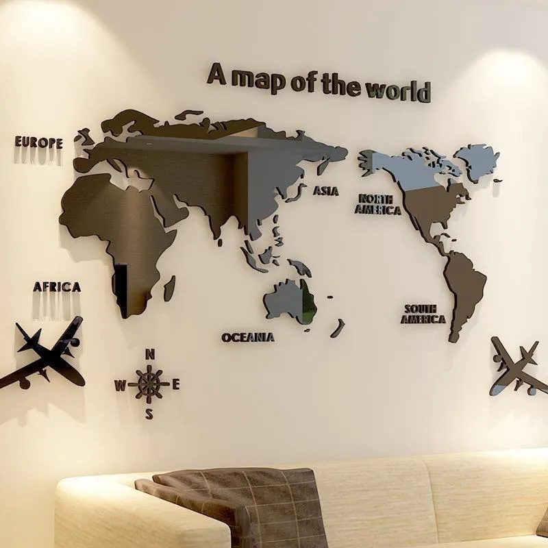 Creative Acrylic 3D World Map Wall Sticker – Living Room TV Background Wall Decor showcase 7